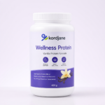 Kordjane vanilla Wellness Protein Powder container